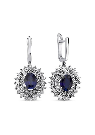 3,39 Karat Pırlantalı Safir Küpe