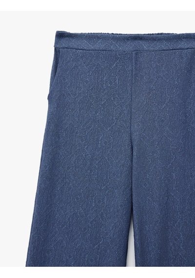 Koton Cep Detaylı Beli Lastikli Geniş Paça Pantolon Mavi 6skg40132ak Mavi