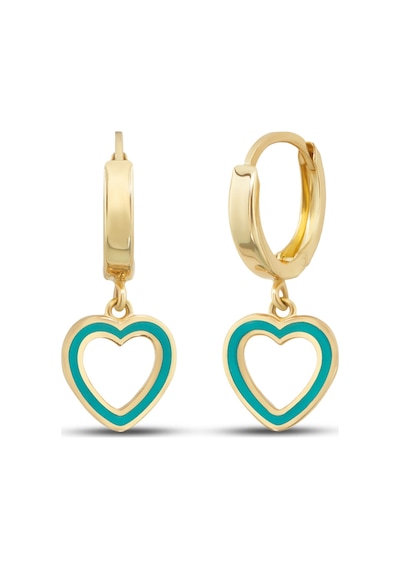 Debora Jewelry 14 Ayar Altın Mavi Mineli Kalpli Küpe