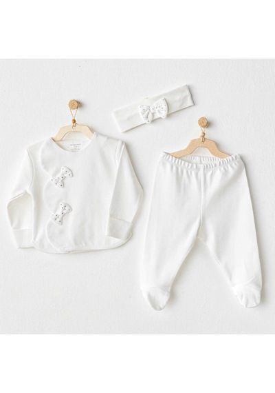 Andywawa Chic Girl 3'lü Bebek Zıbın Set Ac25824 Ekru