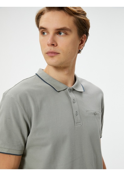 Koton Polo Yaka Tişört Slim Fit Düğmeli Kısa Kollu Biyeli Gri 4sam10162mk Gri