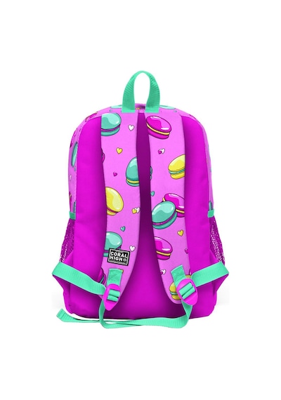 Coral High Kids Açık Pembe Makaron Desenli Dört Bölmeli Okul Sırt Çantası