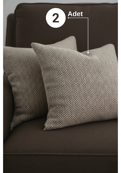 Chevron Bohem Dekoratif Punch Yastık Kırlent Kılıfı 45x45 Kahverengi 45 x 45