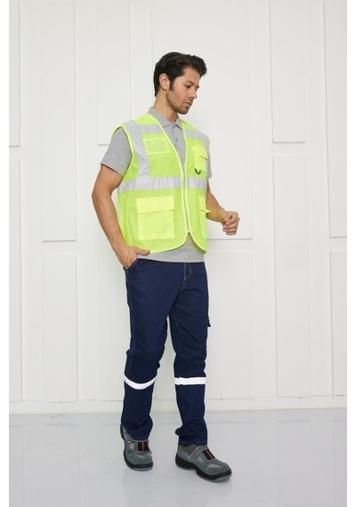 Orange Safety Mühendis Tipi Fileli İkaz Yeleği Sarı