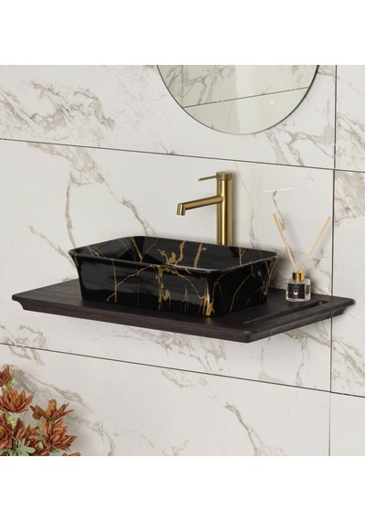 Lena - Tezgah Üstü Porselen Lavabo Mermer Desenli Outlet - Eh-4680m7- Diğer