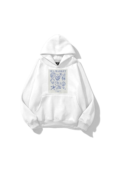 Tarzsokak Unisex Sea Market Sweatshirt Beyaz