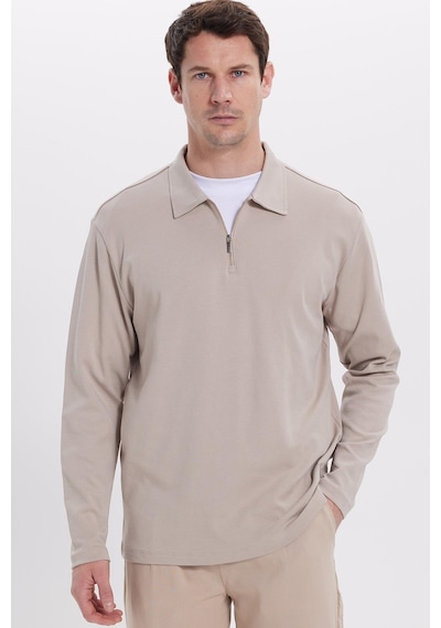 Tudors Erkek Relax Fit Rahat Kesim %100 Pamuk Yarım Fermuarlı Polo Yaka İnterlok Taş Sweatshirt-42154 Taş Tudors Erkek Relax Fit Rahat Kesim %100 Pamuk Yarım Fermuarlı Polo Yaka İnterlok Taş Sweatshirt-42154 Taş