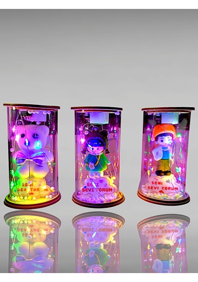 Led Işıklı Sevgililer Günü Cam Aşk Fanusu Orta Boy-pil Hediyeli