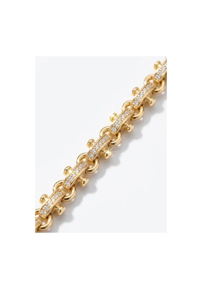 Premium Tasarım Taşlı Geometrik Formlu Gold Modern Bileklik Altın