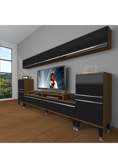 Decoraktiv Ekoflex 9 Mdf Silver Tv Ünitesi Tv Sehpası Ceviz - Siyah