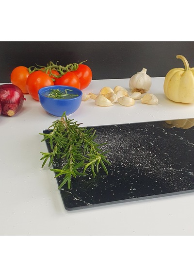 Decorita Cam Kesme Tahtası | Siyah Mermer Görünümlü | 20cm x 30cm