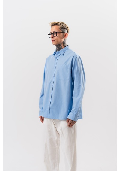 Respire Erkek Poplin Oversize Gömlek Bebe Mavi Bebek Mavi