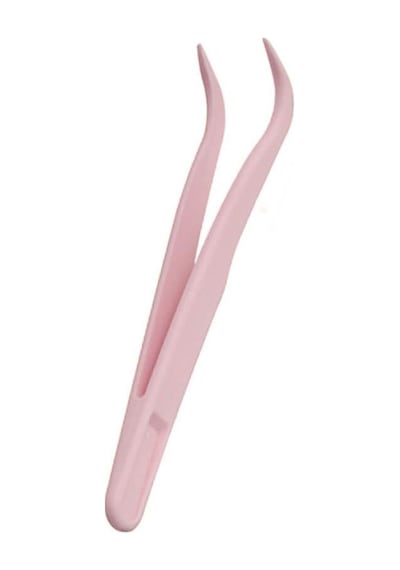 Koodmax Hassas Elektronik Ve El Sanatları Tamir Cımbızı Sert Plastik 11cm Kavisli Cımbız Açık Pembe