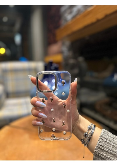 İphone 15 Pro Uyumlu Lale Desenli Darbeye Karşı Dayanıklı Kılıf Plastıc Cover Çok Renkli