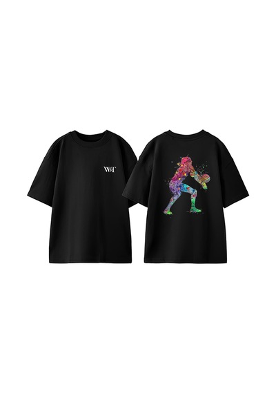 Thewert Voleyboll 6 Tasarım Sırt Baskılı Pamuk Siyah Oversize T-shirt