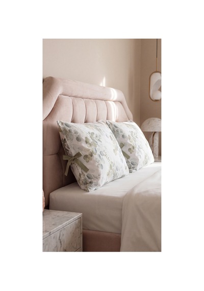 Okaliptüs Desenli Bağcıklı Yastık Kılıfı 50x70 Cm %100 Pamuk Dekoratif Yastık Kılıfı Yeşil - 909641241 Yeşil