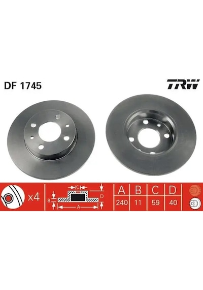 Fiat Tempra Fren Diski On 1990-1999 Trw Df1745 2adettir