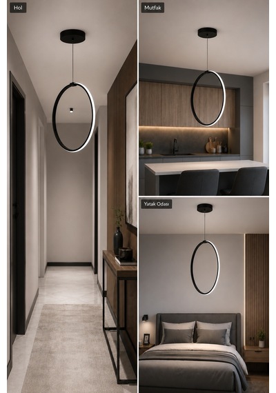 Raven Led Sarkıt Avize Beyaz Işık Siyah