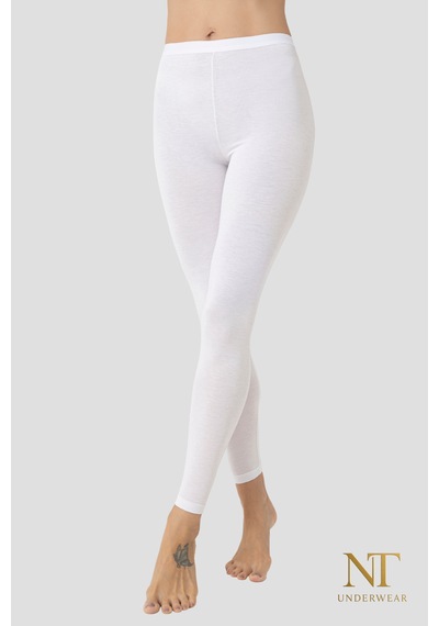 Nt Underwear Kadın Bambu Uzun Tayt Hafif, Rahat, Terletmeyen Beyaz
