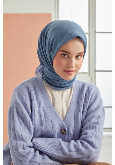 Miray Düz Pamuk Eşarp - Indigo Indigo