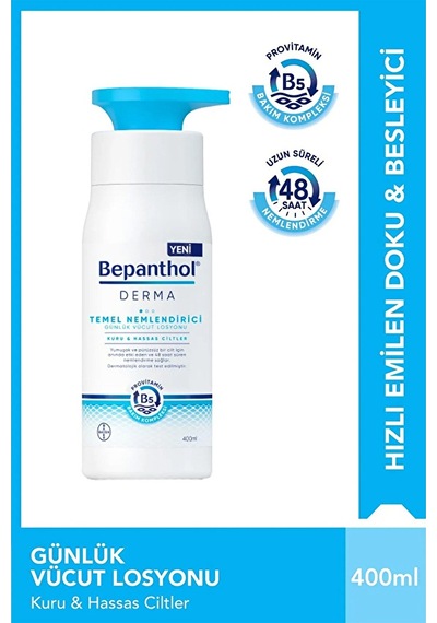 3 Adet Bepanthol Derma Temel Nemlendirici Vücut Losyonu 400 Ml