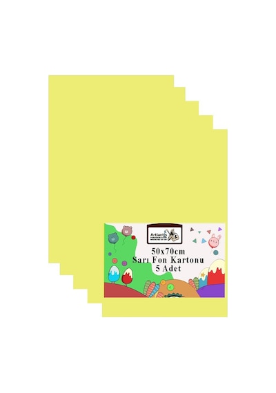 Fon Kartonu 50x70 Cm 120 Gr 5 Adet 50 70 Cm Renkli Fon Kartonu Kağıdı 120 Gr Okul Sınıf Etkinlik Kreş Okul Öncesi Sarı