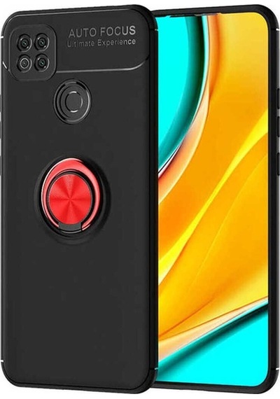 Xiaomi Redmi 9c Kılıf Zore Ravel Silikon Kapak Siyah-Kırmızı