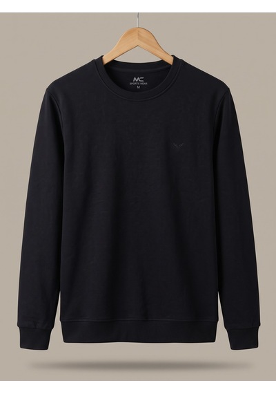 Maccali Erkek Siyah Selanik Bisiklet Yaka Sweatshirt