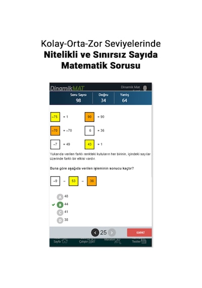 8. Sınıf Sonsuz Sayıda Soru Üreten Matematik Soru Bankası Uygulaması (Sadece Dijital Lisans)