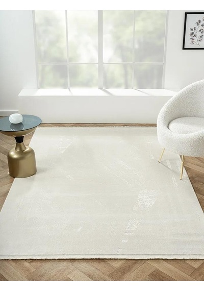 Elegance Eg005a Beyaz Halı Sedef Detaylı Modern Viskon Doğal Iplik Bambu Halı Tozu Az Salon Halısı-58 Beyaz