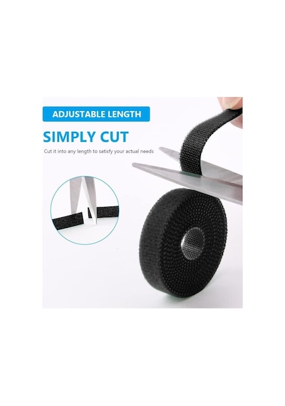 Dünya Magnet 3 Metre - Sırtsırta Cırt Bant, En: 2 Cm, Siyah, Kablo Düzenleyici, Cırt Bağı, Şeri Standart