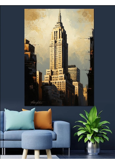 Ahşap Tablo New York Empire State Binası