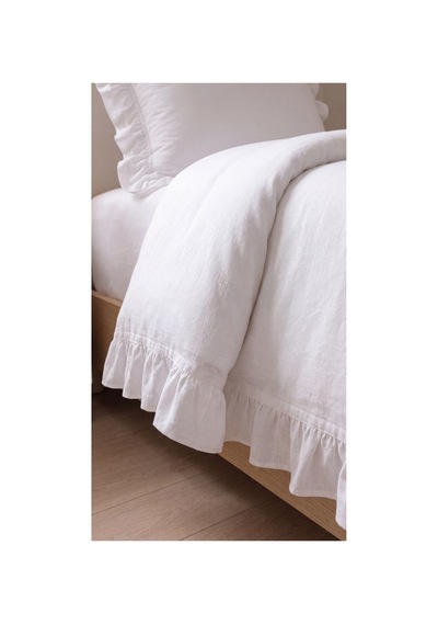 %100 Pamuk Fırfırlı Nevresim Takımı Lastikli Çarşaflı Tek Kişilik 160x200 Cm Beyaz - 904800252 Beyaz