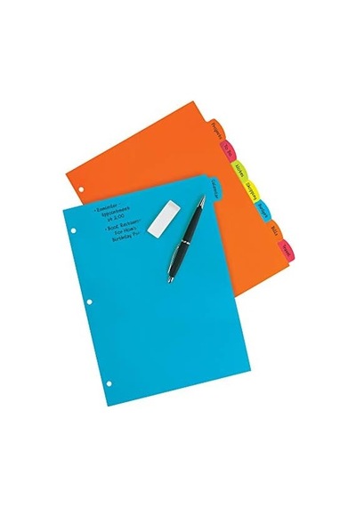 Big Tab 21210 Ayırma Sayfası, Sağlam Plastikten, 8 Kayıt Kartı, Çok Renkli, 3 Set