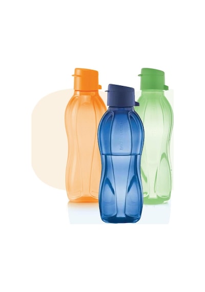 Eco Şişe 500 Ml 3'lü Set - Portakal-yaprak Yeşili Ve Kutup Gecesi Kolay Açılır Kapaklı Suluk Matara Yeşil