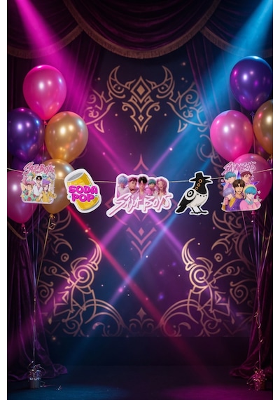 K-pop Huntrix Demon Hunters Saja Boys Banner 170x16 Cm Parti Dekor Süsü Genel