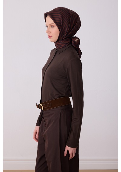 Belli Twill İpek Eşarp 4325-31 Acı Kahve, Kahverengi