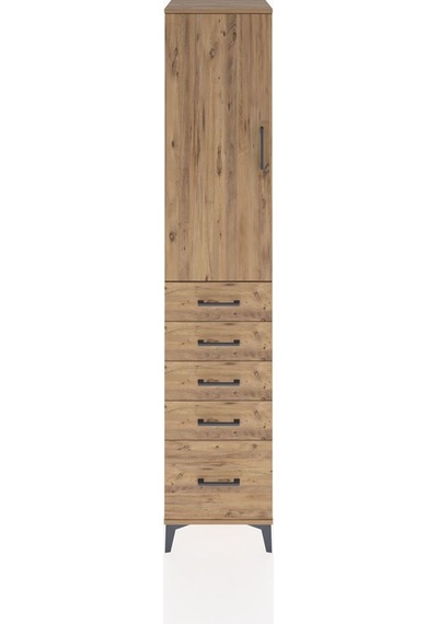 Hyperion Dolap 2 Raflı 5 Çekmeceli Tek Askılı 44x44x221 Çam-çam Çam