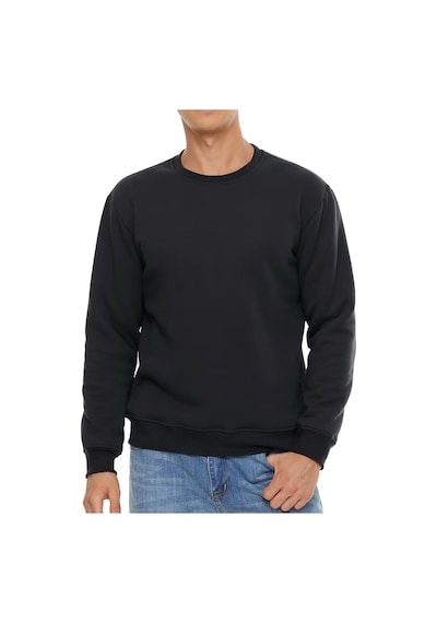 Ghassy Co. Erkek Ultra Termal Sherpa Peluş Astarlı Bisiklet Yaka Sweatshirt Siyah