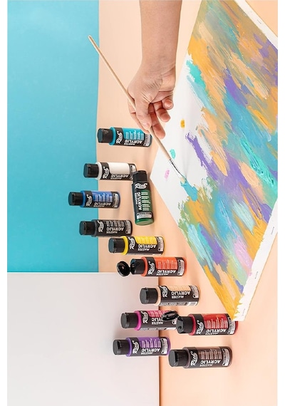 Rich Mastermix Akrilik Boya 6 Renk 60 Ml 1 Paket Ana Renkler Akrilik Boya 6 Lı Profesyonel Tuval Canvas Çok Renkli