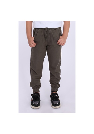 Blayn Jeans Çocuk Beli Lastikli Kışlık Erkek Ve Kız Unisex Pantolon Haki