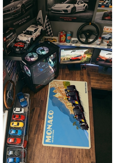 Monaco Grandprix 1 40x90 Cm Oyuncu Mousepad Kaymaz Taban Büyük Boy Mousepad Siyah