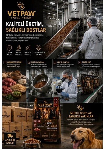 Vetpaw Kuzu Etli Yetişkin Köpek Maması Yüksek Proteinli Premium Kuru Mama 15 KG
