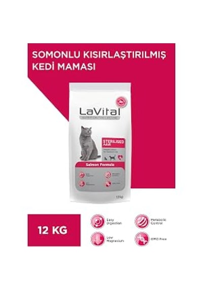 Lavital Somonlu Kısırlaştırılmış Kedi Maması 12 Kg