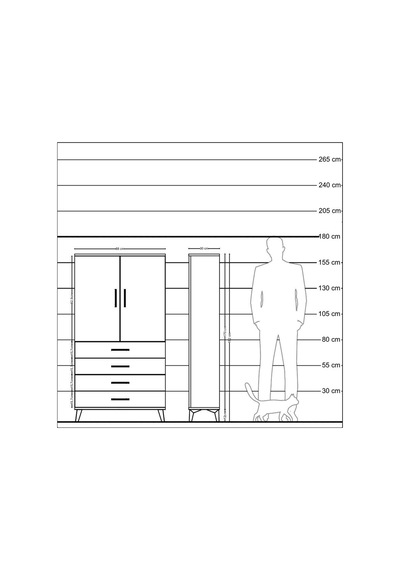 Arges Dolap 3 Raflı 4 Çekmeceli 2 Kapaklı 88x30x163 Antrasit-... Antrasit