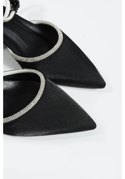 Duxal Shoes Bilekten Bağlamalı Topuklu Ayakkabı- Babet Emily Siyah
