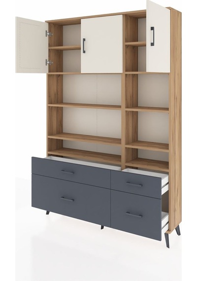 Arges Dolap 10 Raflı 4 Çekmeceli 3 Kapaklı 132x30x195 Çam-aytaşı/antrasit Aytası/antrasıt Arges Dolap 10 Raflı 4 Çekmeceli 3 Kapaklı 132x30x195 Çam-aytaşı/antrasit Aytası/antrasıt