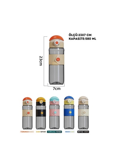 Cocosmile 580ml Silikon Gövde Düğme Desenli Rahat İçim Tritan Çocuk Matarası Mavi
