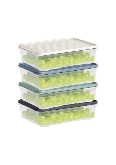 Flora 4'lü Buzdolabı Düzenleyici Set, Buzluk Difriz Derin Dondurucu Buzdolabı Saklama Kabı 4x1100ml Şeffaf