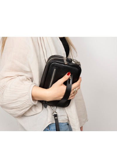 Bloominbag Bloomclutch Forge Obsidian Black Luxe Hakiki Deri Unisex Clutch Siyah
